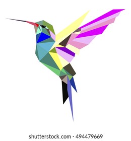 Hummingbird. low poly hummingbird. Colibri.