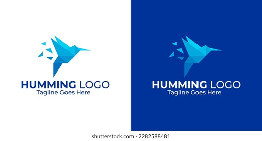 HummingBird Low-Poly-Logo-Design. Polygonales Design. Geometrisches Design. Modernes Logo