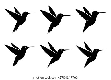 Colibrí de las siluetas de Vector moderno Animales Icono colección