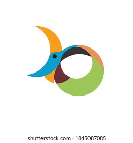 Hummingbird to the moon carrying the world. Vector image with basic concepts of crescent moon, hummingbird and globe. Suitable for use for social media or online business symbols or logos, with the me