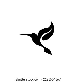 Hummingbird nature logo. Hummingbird silhouette logo with leaf wings