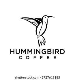 Hummingbird with negative space coffee on the body, suitable for coffee shops logo or coffee brand