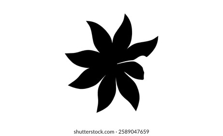 Hummingbird on flower, black isolated silhouette