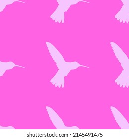Hummingbird sobre fondo rosa, patrón sin costura, textura para el diseño de tela, papel pintado y azulejos, ilustración vectorial
