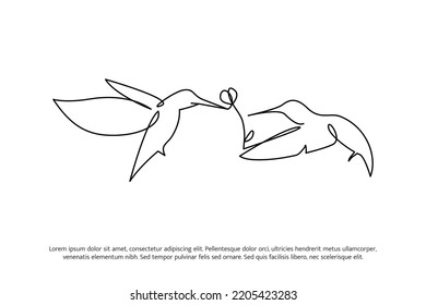 Hummingbird eine fortlaufende Linienzeichnung. Rutsche Dekoration handgezeichnet Elemente. Vektorgrafik von minimalistischem Stil auf weißem Hintergrund.