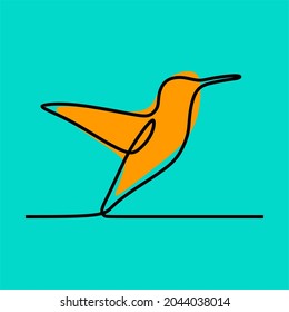 Hummingbird oneline continuous line art premium vector set