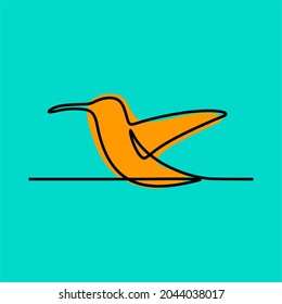 Hummingbird oneline continuous line art premium vector set