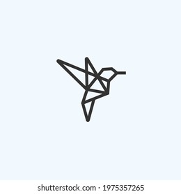 hummingbird origami logo design vector illustration