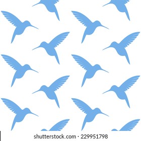 Hummingbird. Pattern. Isolated birds on white background. Vector illustration