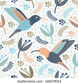 Hummingbird seamless pattern