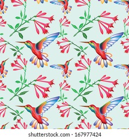 Hummingbird seamless pattern