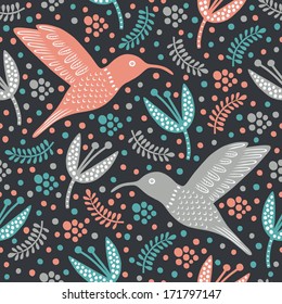 Hummingbird seamless pattern 