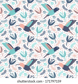 Hummingbird seamless pattern 