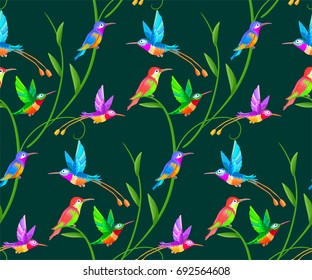 Hummingbird seamless pattern.