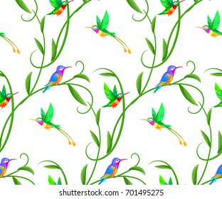 Hummingbird seamless pattern.