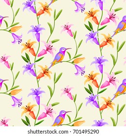 Hummingbird seamless pattern.