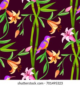 Hummingbird seamless pattern.