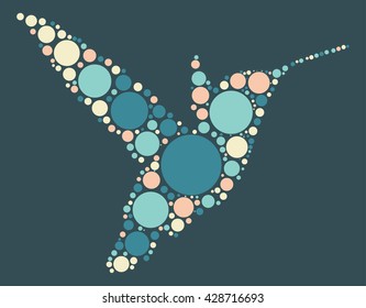 Hummingbird shape design by color point