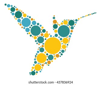 Hummingbird shape vector design by color point