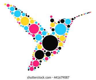 Hummingbird shape vector design by color point