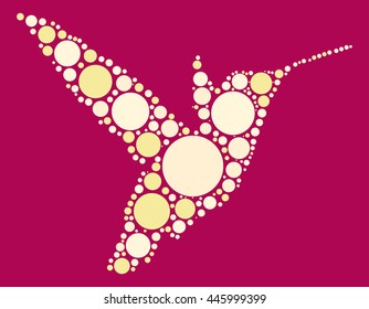 Hummingbird shape vector design by color point