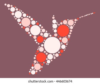 Hummingbird shape vector design by color point