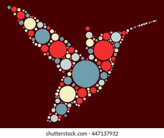 Hummingbird shape vector design by color point