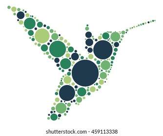 Hummingbird shape vector design by color point