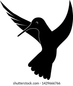 Hummingbird silhouette - bird black and white vector outline