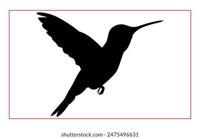 Hummingbird silhouette, Hummingbird bird flying in open air