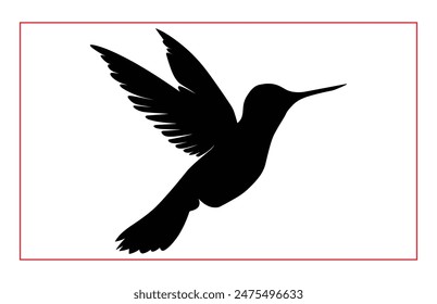Hummingbird silhouette, Hummingbird bird flying in open air