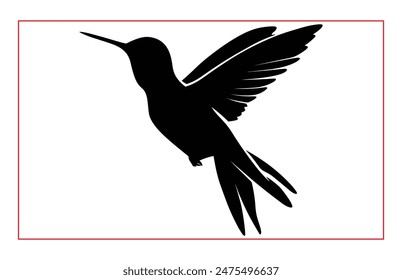 Hummingbird silhouette, Hummingbird bird flying in open air