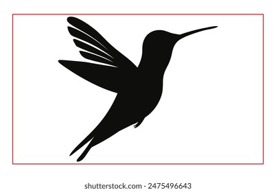 Hummingbird silhouette, Hummingbird bird flying in open air