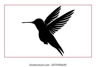 Hummingbird silhouette, Hummingbird bird flying in open air