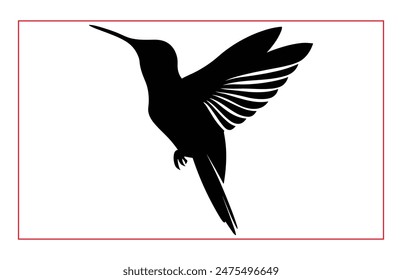 Hummingbird silhouette, Hummingbird bird flying in open air