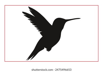 Hummingbird silhouette, Hummingbird bird flying in open air