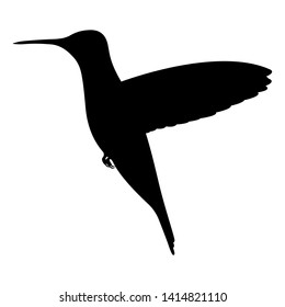 Hummingbird silhouette flying. Vector illustration isolated on white background. Hummingbird silhouette logo icon, side view profile.