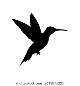 Hummingbird silhouette icon vector flat design on white background.