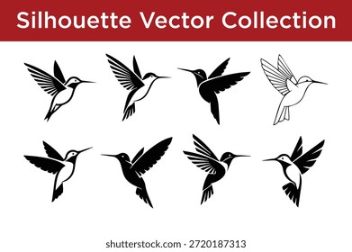 Kolibris-Silhouette, Vektorgrafik einzeln auf weißem Hintergrund