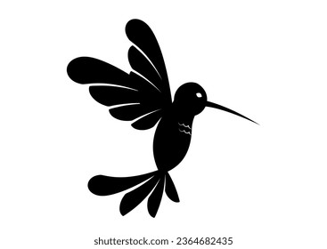 Hummingbird Silhouette Vector. A Flying Hummingbird In Silhouette Side
