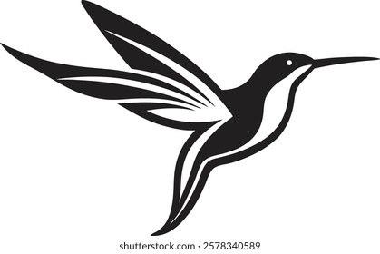 Hummingbird Silhouette Vector Icon Illustration.