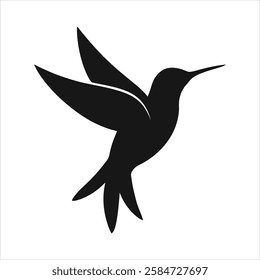 Hummingbird Silhouette Vector Illustration Flying Bird Black Silhouette Clipart for Logo and Design