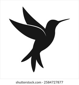 Hummingbird Silhouette Vector Illustration Flying Bird Black Silhouette Clipart for Logo and Design