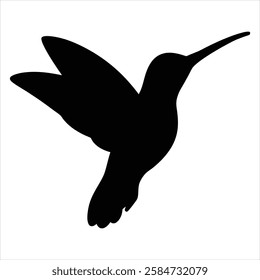 Hummingbird Silhouette Vector Illustration Flying Bird Black Silhouette Clipart for Logo and Design