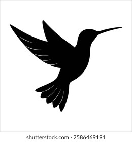 Hummingbird Silhouette Vector Illustration Flying Bird Black Silhouette Clipart for Logo and Design