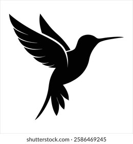 Hummingbird Silhouette Vector Illustration Flying Bird Black Silhouette Clipart for Logo and Design