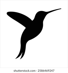 Hummingbird Silhouette Vector Illustration Flying Bird Black Silhouette Clipart for Logo and Design