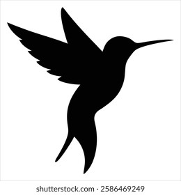 Hummingbird Silhouette Vector Illustration Flying Bird Black Silhouette Clipart for Logo and Design