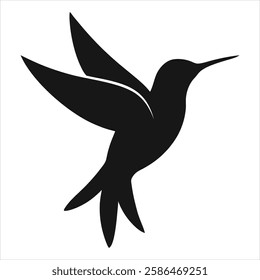 Hummingbird Silhouette Vector Illustration Flying Bird Black Silhouette Clipart for Logo and Design