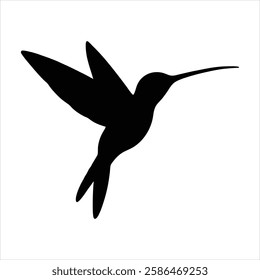 Hummingbird Silhouette Vector Illustration Flying Bird Black Silhouette Clipart for Logo and Design